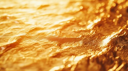 Sticker - Golden Glow, Shiny Texture, Metallic Surface, Abstract Light Reflection, Lustrous Waves