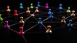 © Johannes - Abstract colorful business connection of lines from nodes It is connected to endless nodes and represents the innovation of communication in the network with black background