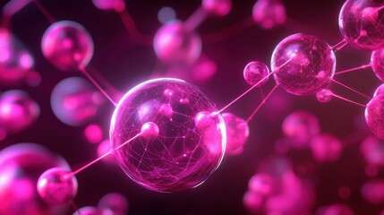 Poster - Abstract background of glowing connection network and interconnected spheres