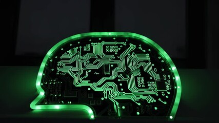 Leinwandbilder - Lighted circuit board design in the shape of a human head showcasing technology and creativity