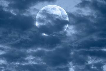 Aufkleber - Night sky with full moon in the clouds 