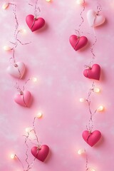 Sticker - Valentine's Day background with a pink color, flat lay with space for text