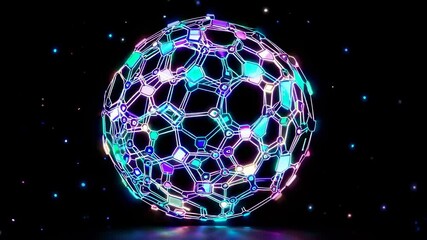 Leinwandbilder - Exploring a vibrant digital sphere with intricate patterns and glowing connections in a dark setting