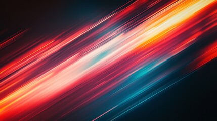 Poster - Dynamic abstract background with vibrant red, orange, and teal light streaks on a dark background.