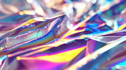 Wall Mural - holographic iridescent texture: abstract close-up shot of iridescent holographic foil, showcasing vi