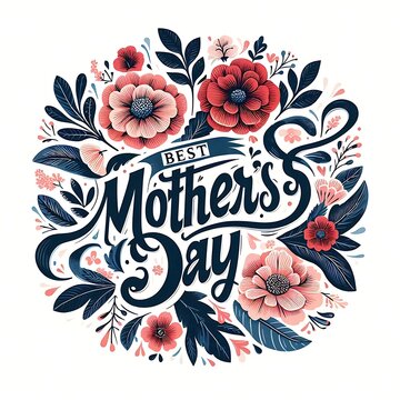 Mother's Day greeting card elegant typography pink cursive text on black background