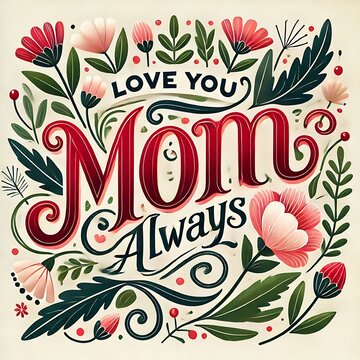 Mother's Day greeting card elegant typography pink cursive text on black background
