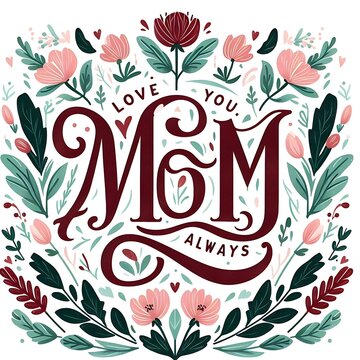 Mother's Day greeting card elegant typography pink cursive text on black background