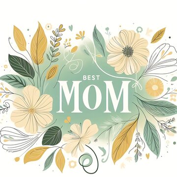 Floral illustration best mom typography pastel color palette
