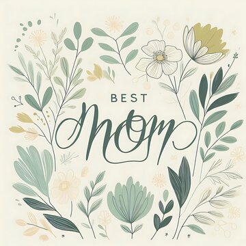 Floral illustration best mom typography pastel color palette