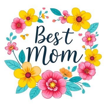Floral illustration best mom typography pastel color palette