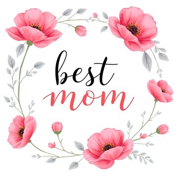 Floral illustration best mom typography pastel color palette