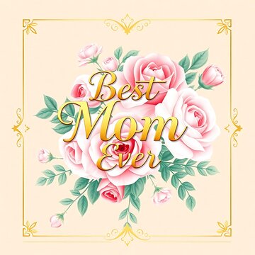 Floral illustration best mom typography pastel color palette