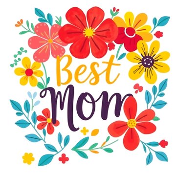 Floral illustration best mom typography pastel color palette