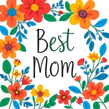 Floral illustration best mom typography pastel color palette