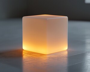 Poster - Illuminated glowing cube on floor.