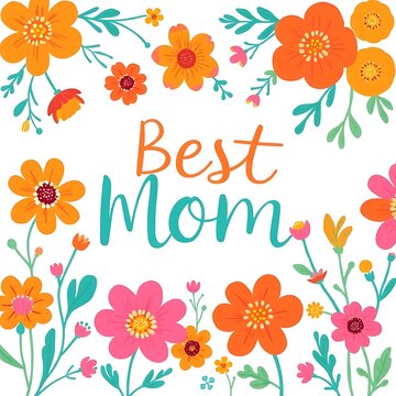Floral illustration best mom typography pastel color palette