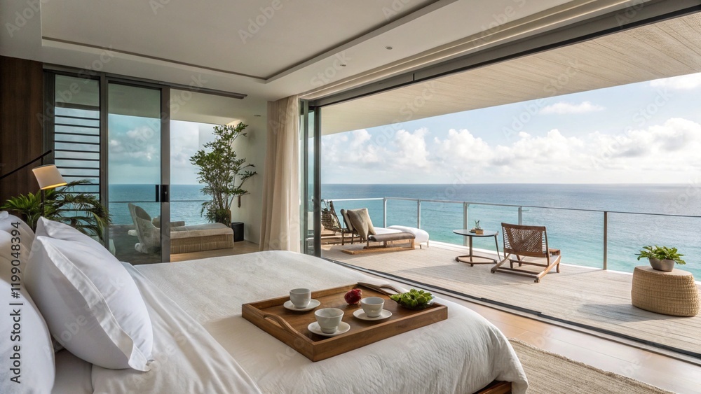 Modern Coastal Bedroom with Stunning Sea Views and Natural Light ...