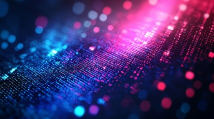 Aufkleber - Abstract digital background with glowing lines and bokeh.