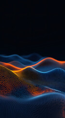 Aufkleber - Dynamic particle waves streaming across dark backdrop, generating fluid digital motion