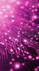 Aufkleber - Pink printed circuit board with glowing electronic components representing digital data flow and computer processing power