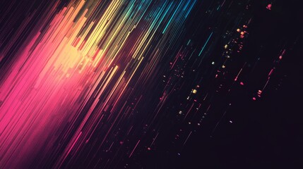 Poster - Vibrant digital art with glitch effect and colorful streaks.