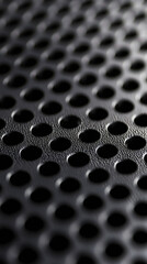 Poster - black perforated metallic surface creating geometric pattern, representing contemporary industrial d