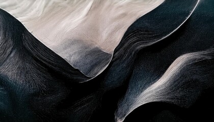 Poster - abstract black and white fluid lines resembling geological formations, dynamic organic texture for modern background, artistic motion concept

