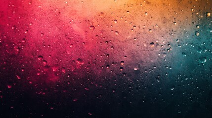 Poster - Water droplets on a window with a colorful background.