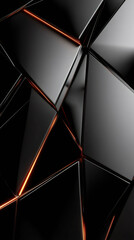 Poster - Warm orange glow highlighting black glossy triangles, forming sleek minimalist geometric design with contemporary sophistication
