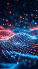 Aufkleber - Captivating abstract wave of glowing particles flowing through cyberspace, embodying futuristic technology and dynamic energy in vibrant hues
