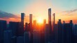 © Generative by J - Economic Growth concept. Glowing Skyline of a Financial Metropolis at Sunrise