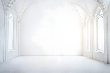 Poster - White watercolor paper texture wall architecture.