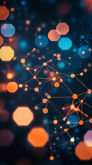 Aufkleber - Abstract network nodes connecting and glowing with a bokeh effect, representing digital communication and technology