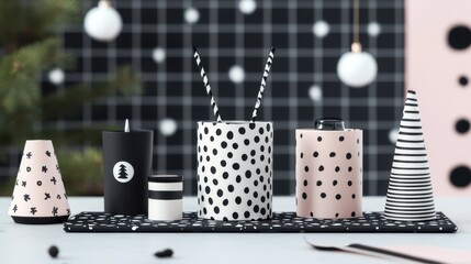 stylish black and white desk accessories and decor