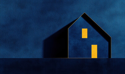 Poster - Minimalist Architectural Design in Geometric Elegance with Blue and Yellow Contrast and Textured Surfaces