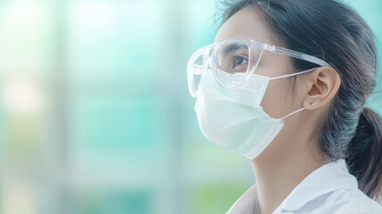 Poster - Healthcare professional wearing glasses and mask, focused and attentive