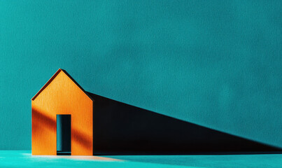 Poster - Minimalist Architectural Design with Dramatic Shadows on a Vibrant Background: A Study in Modern Geometry