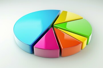 Poster - Shiny colorful 3d pie chart representing market share, business growth, and data analysis