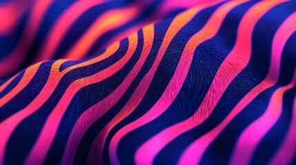 Poster - A mesmerizing pattern of bold zebra stripes dances with vivid neon hues, creating a captivating visual experience. The striking colors intertwine, evoking a sense of energy and movement