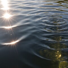 Wall Mural - Dynamic sunlit water surface with ripples and bubbles