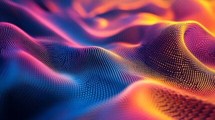 Poster - Vibrant digital art of flowing, colorful waves. Perfect for backgrounds, tech, and design.