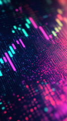 Leinwandbilder - Financial market trading data showing on a colorful candlestick chart on a computer screen