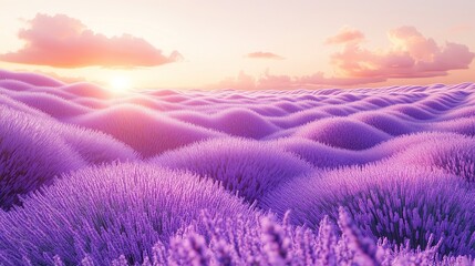 A surreal wind-blown field of tall lavender flowers