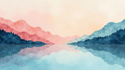 Wall Mural - Peaceful Reflection - Abstract Watercolor Design