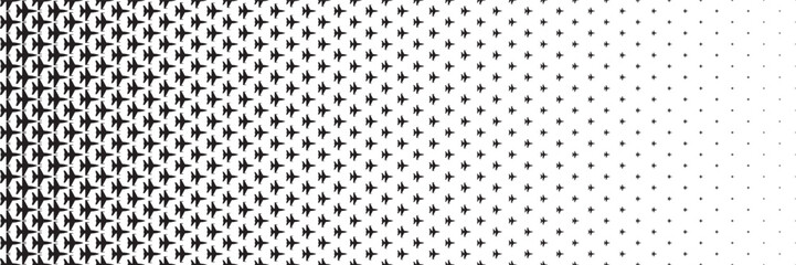 Poster - horizontal halftone of black fighter plane for pattern and background.