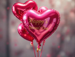 Poster - bouquet of red heart-shaped balloons, with the middle one having the words \