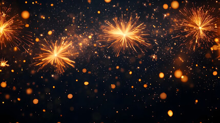 Wall Mural - Banner with fireworks on light black background