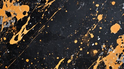 Aufkleber - Abstract black and gold paint splatters texture