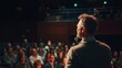 © Sirichat. Camphol - A public speaking workshop scene with a confident speaker presenting to an engaged audience,